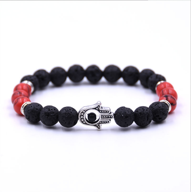 Eye Of Evil, Double Four-bead Lava Bracelet.