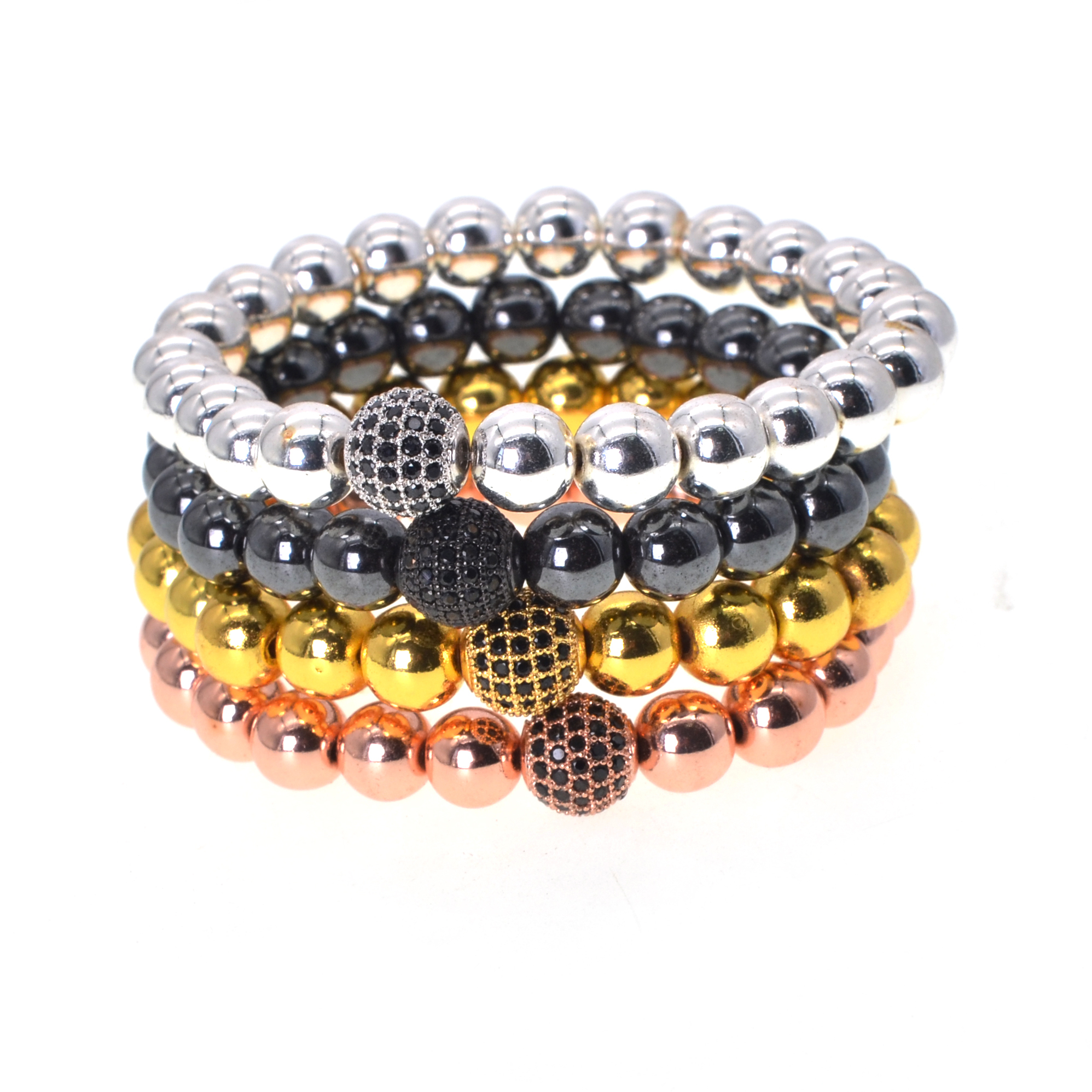 Popular Logo 8MM Titanium Steel Bead Bracelet For Men Micro Set Zircon Ball For Women Bracelet Lovers