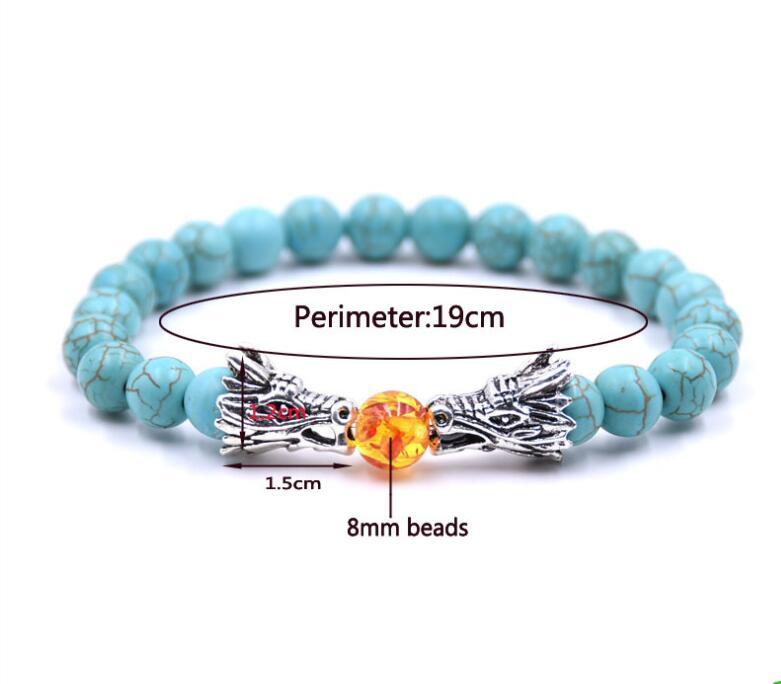 Turquoise Dragon Fire Ball Stone Bead Bracelet Meditation Chinese Yoga