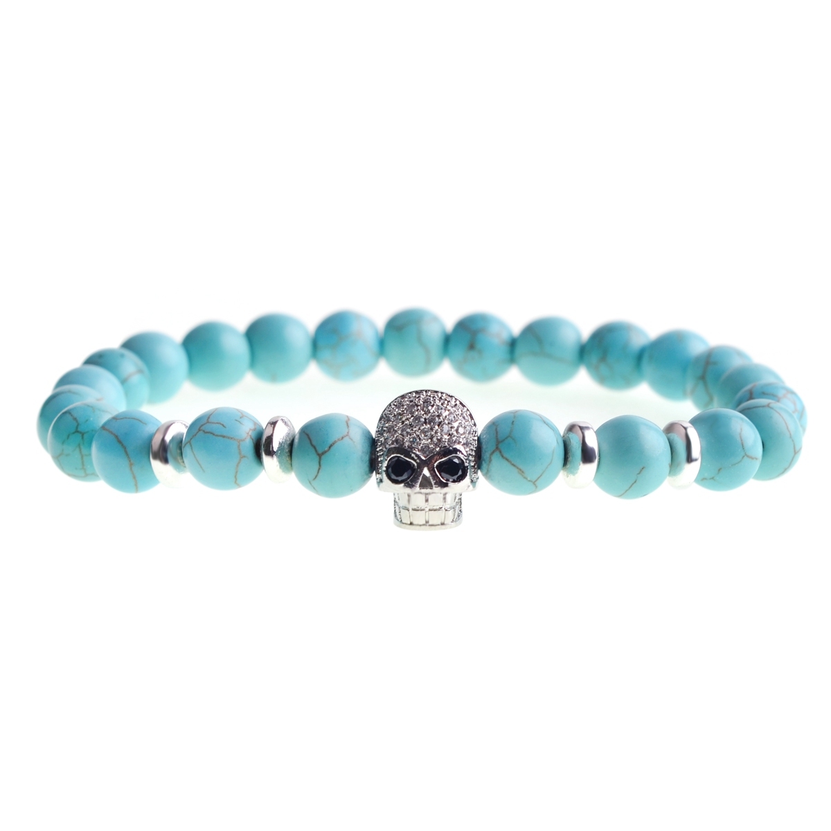 8MM Turquoise Skull bracelet