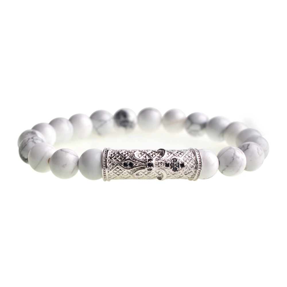 Turquoise 8mm Micro-inlaid Zirconium Alloy Tube Bracelet