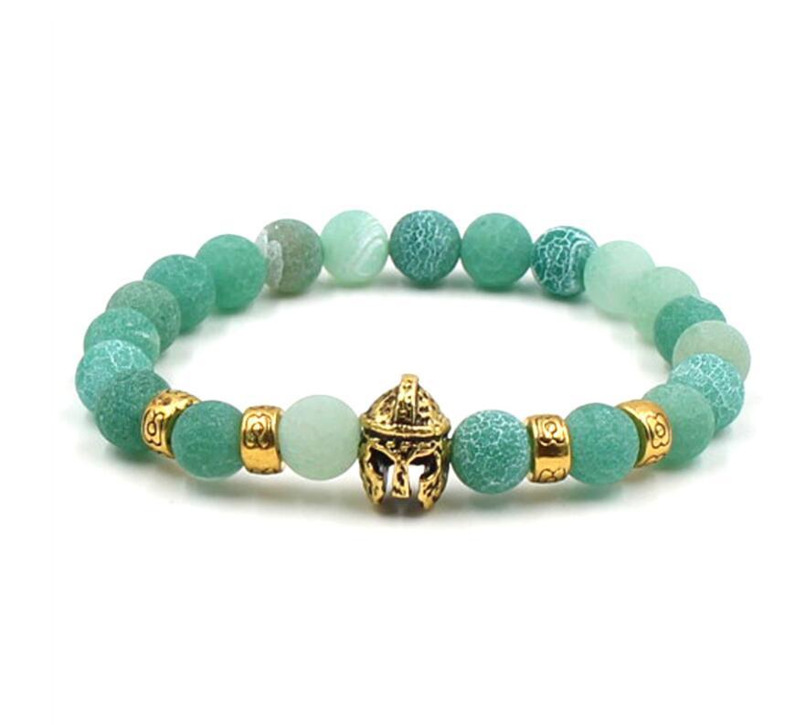 Lava Stone Weathering Agate Stone Bracelet Gold Helmet Alloy Bracelet Hand String