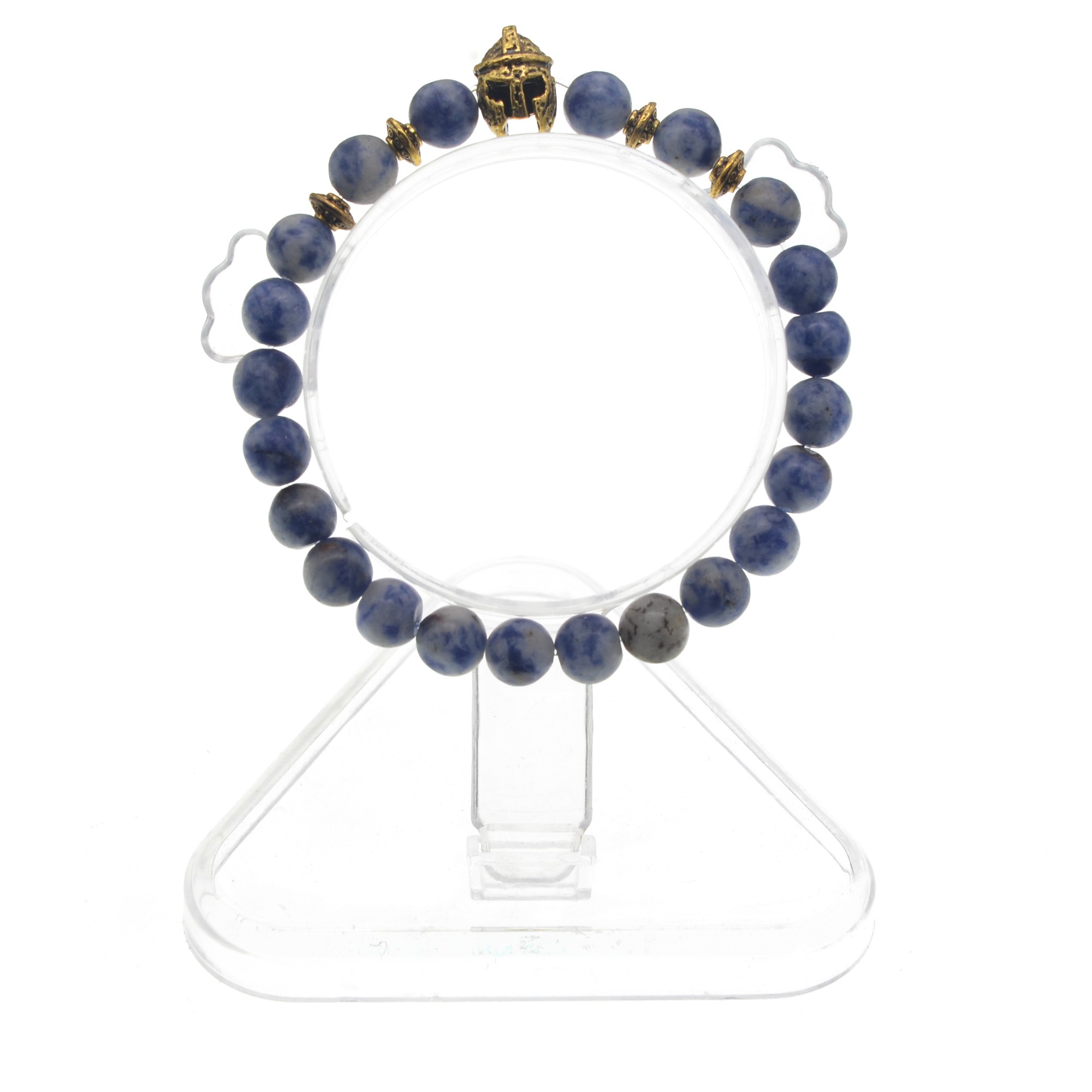 Lava Stone Weathering Agate Stone Bracelet Gold Helmet Alloy Bracelet Hand String