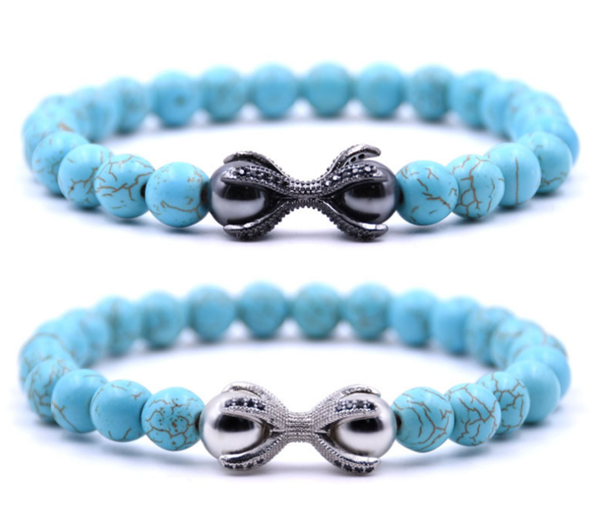 8MM Turquoise Hand Inlaid Stone Bracelet