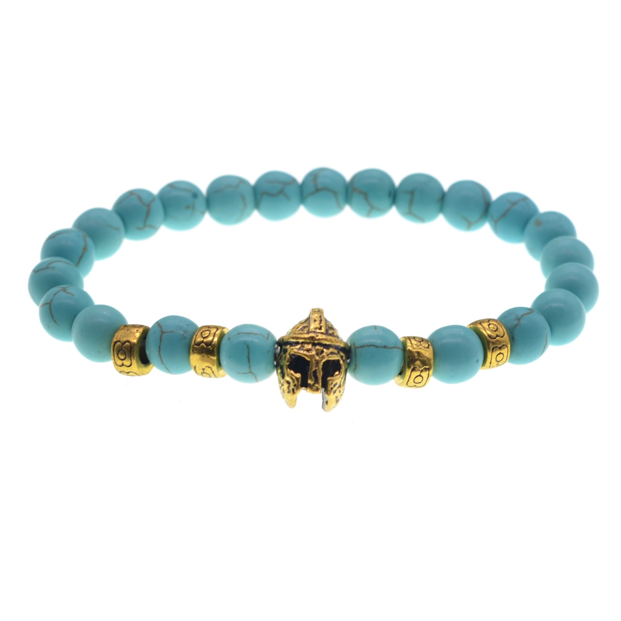 Lava Stone Weathering Agate Stone Bracelet Gold Helmet Alloy Bracelet Hand String