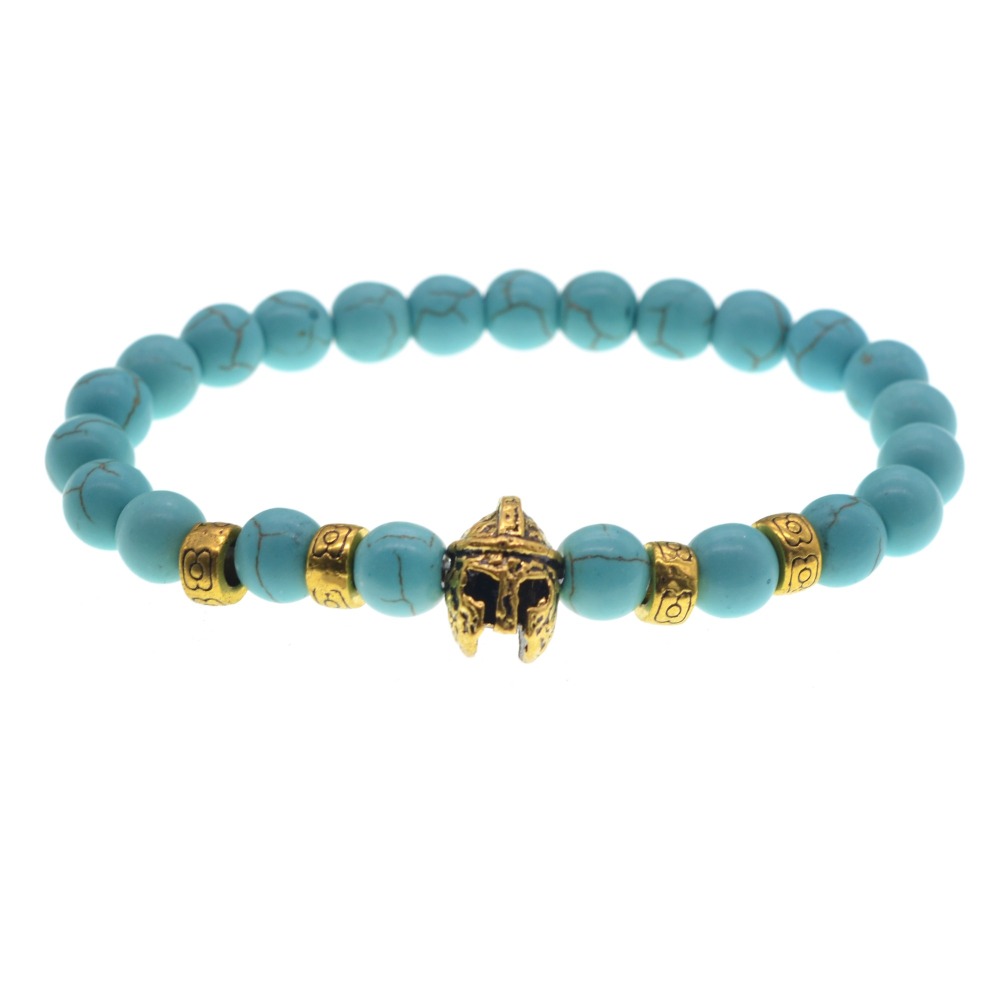 Lava Stone Weathering Agate Stone Bracelet Gold Helmet Alloy Bracelet Hand String