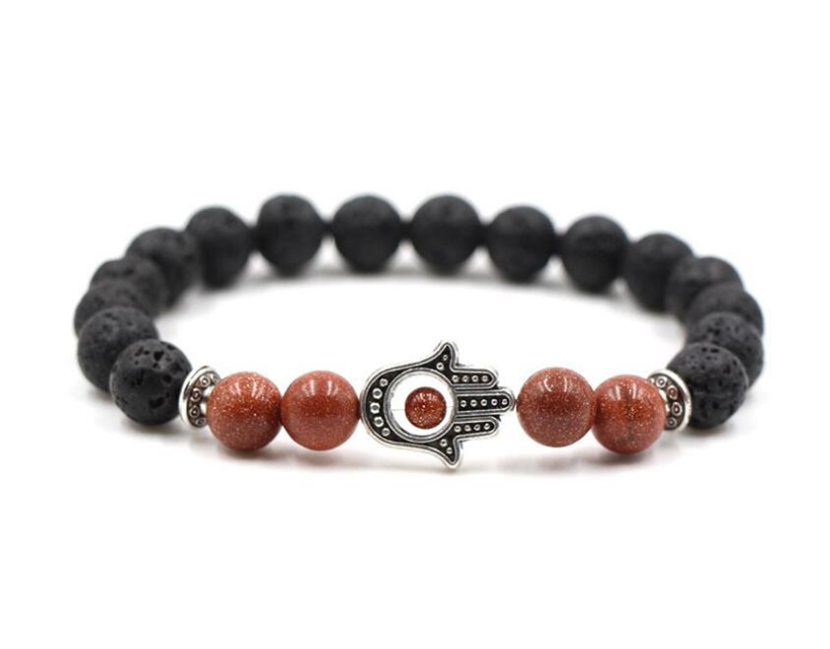 4 Turquoise 8mm Eye Of Envy Lava  Stone Bracelet