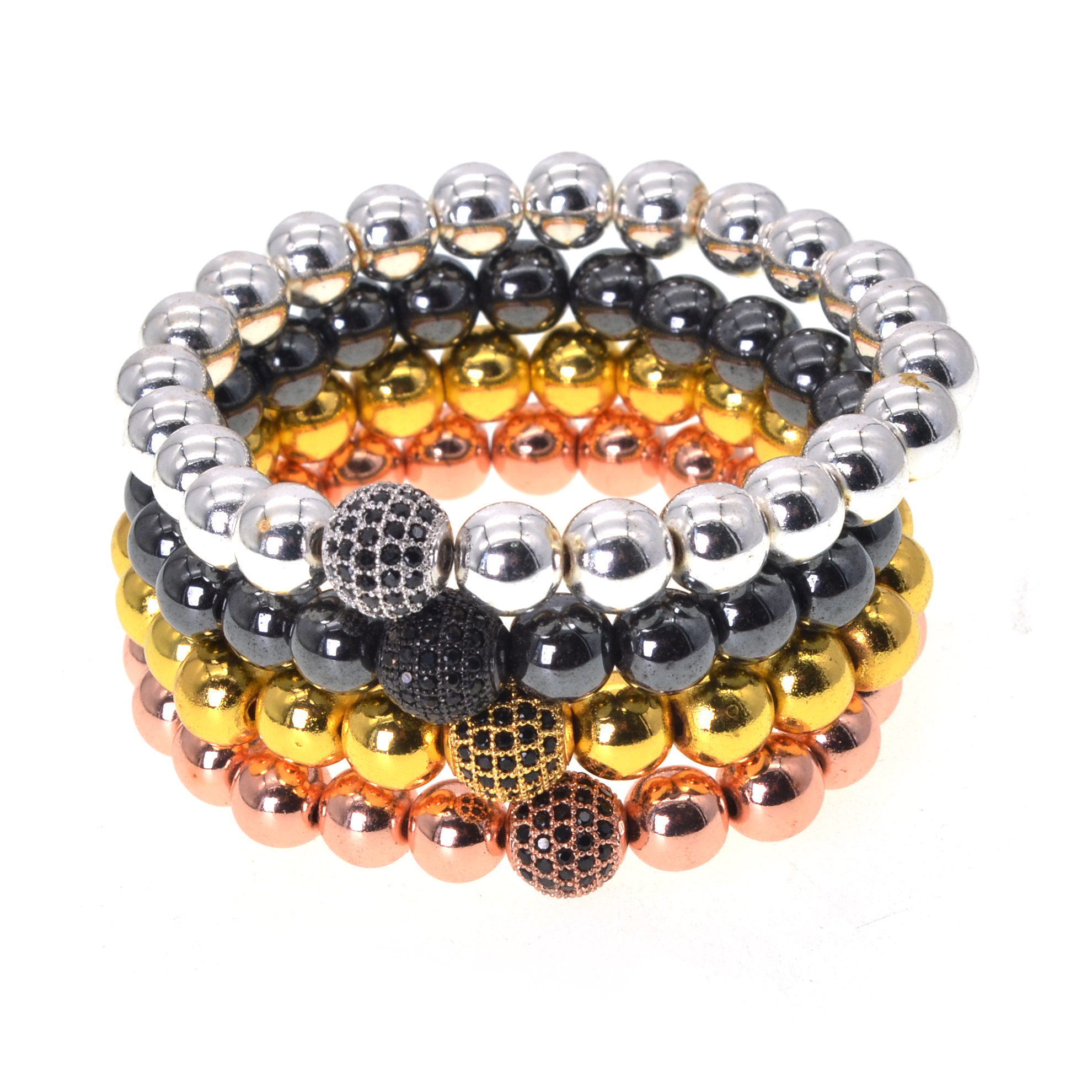 Popular Logo 8MM Titanium Steel Bead Bracelet For Men Micro Set Zircon Ball For Women Bracelet Lovers