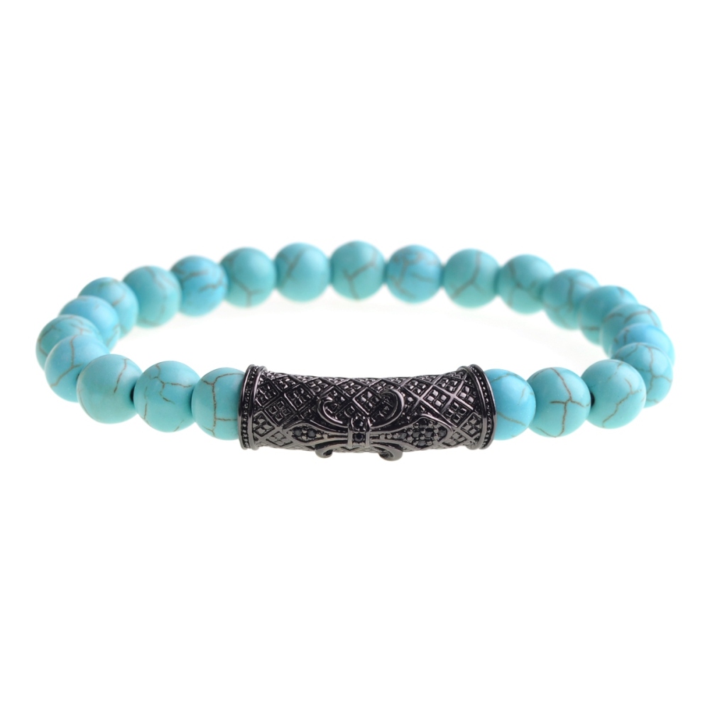 Turquoise 8mm Micro-inlaid Zirconium Alloy Tube Bracelet