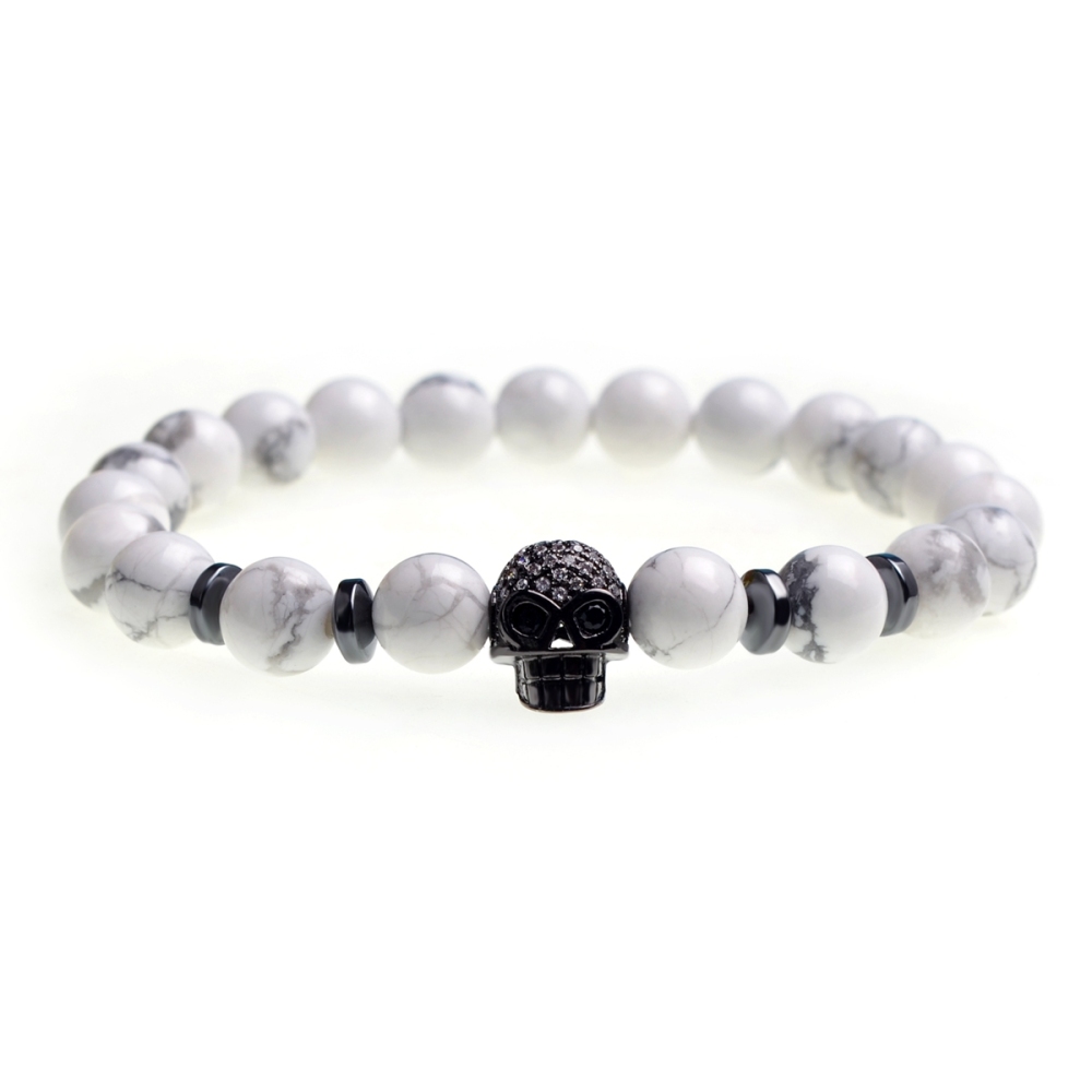 8MM Turquoise Skull bracelet