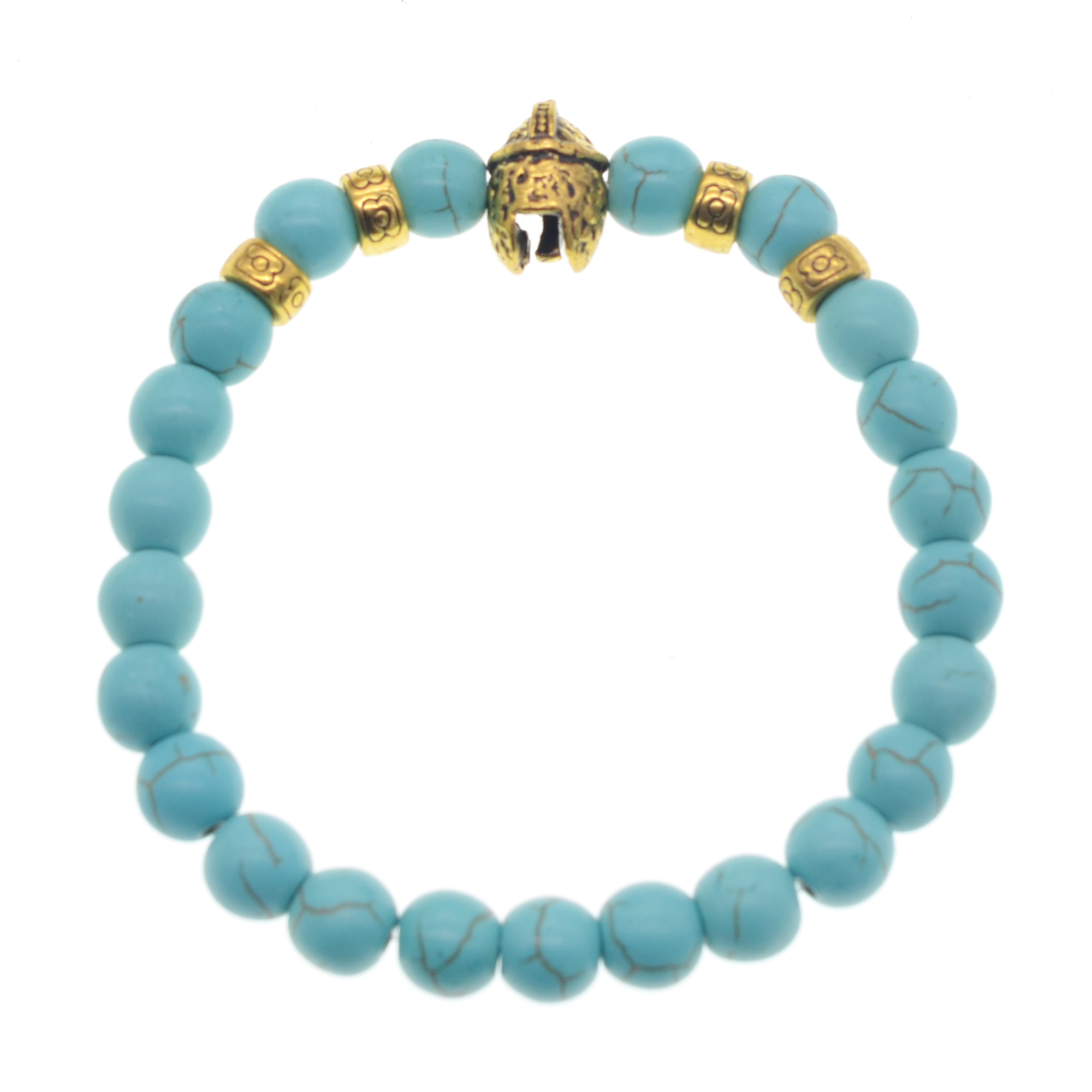Lava Stone Weathering Agate Stone Bracelet Gold Helmet Alloy Bracelet Hand String