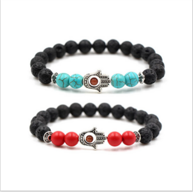 4 Turquoise 8mm Eye Of Envy Lava  Stone Bracelet