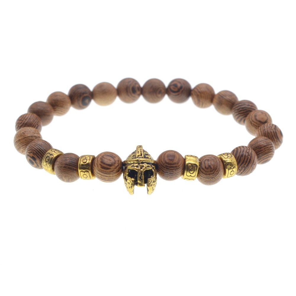 Lava Stone Weathering Agate Stone Bracelet Gold Helmet Alloy Bracelet Hand String