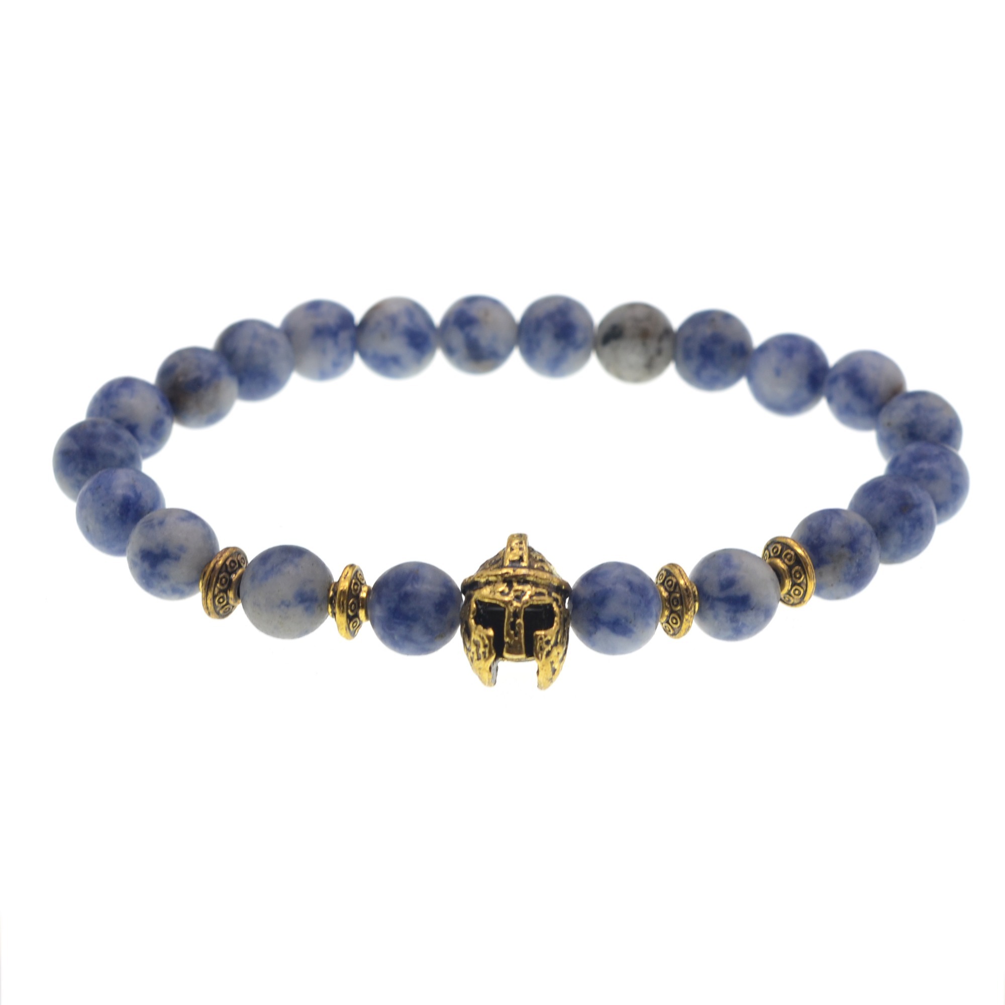 Lava Stone Weathering Agate Stone Bracelet Gold Helmet Alloy Bracelet Hand String