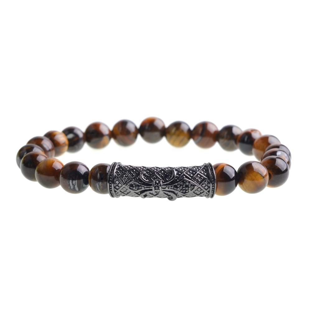 Turquoise 8mm Micro-inlaid Zirconium Alloy Tube Bracelet