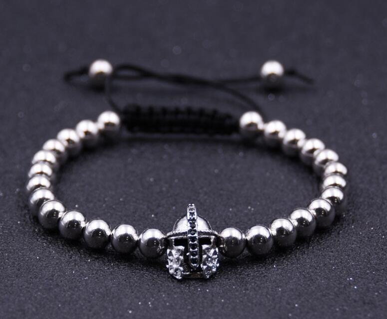 Roman Knight Helmet 6MM Round Bead Fashion Bracelet