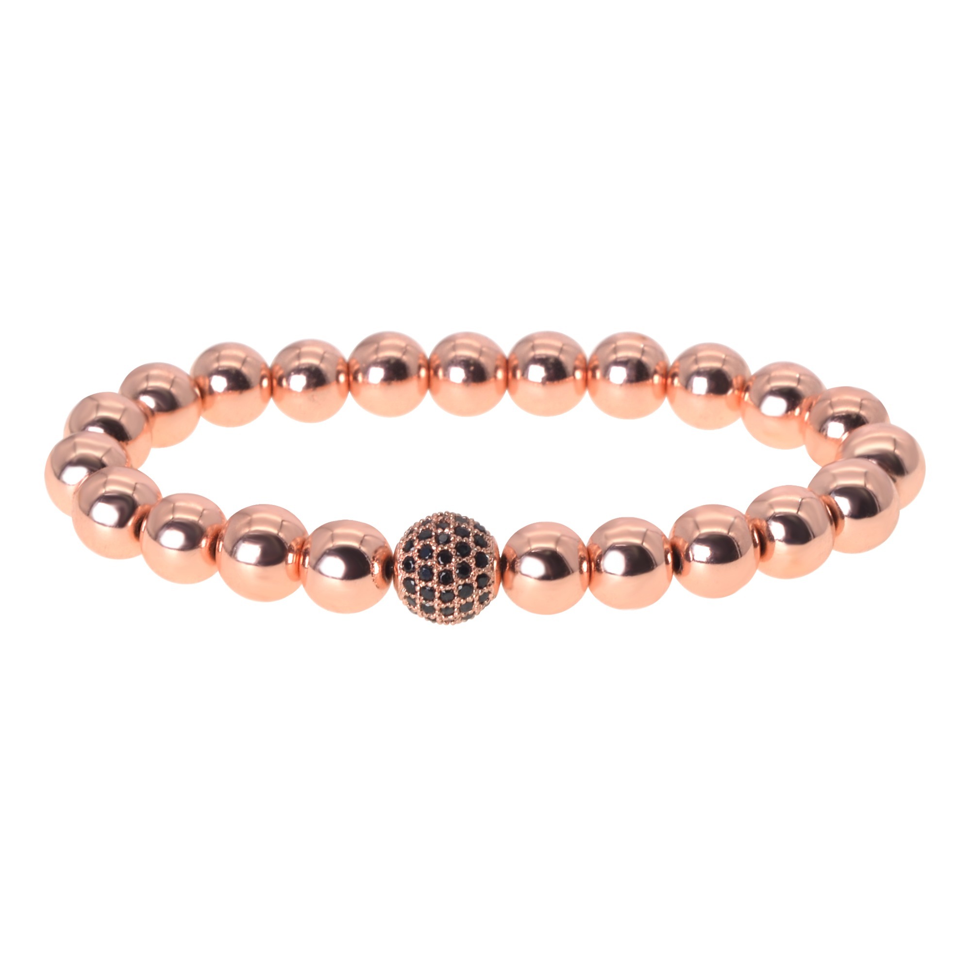 Popular Logo 8MM Titanium Steel Bead Bracelet For Men Micro Set Zircon Ball For Women Bracelet Lovers