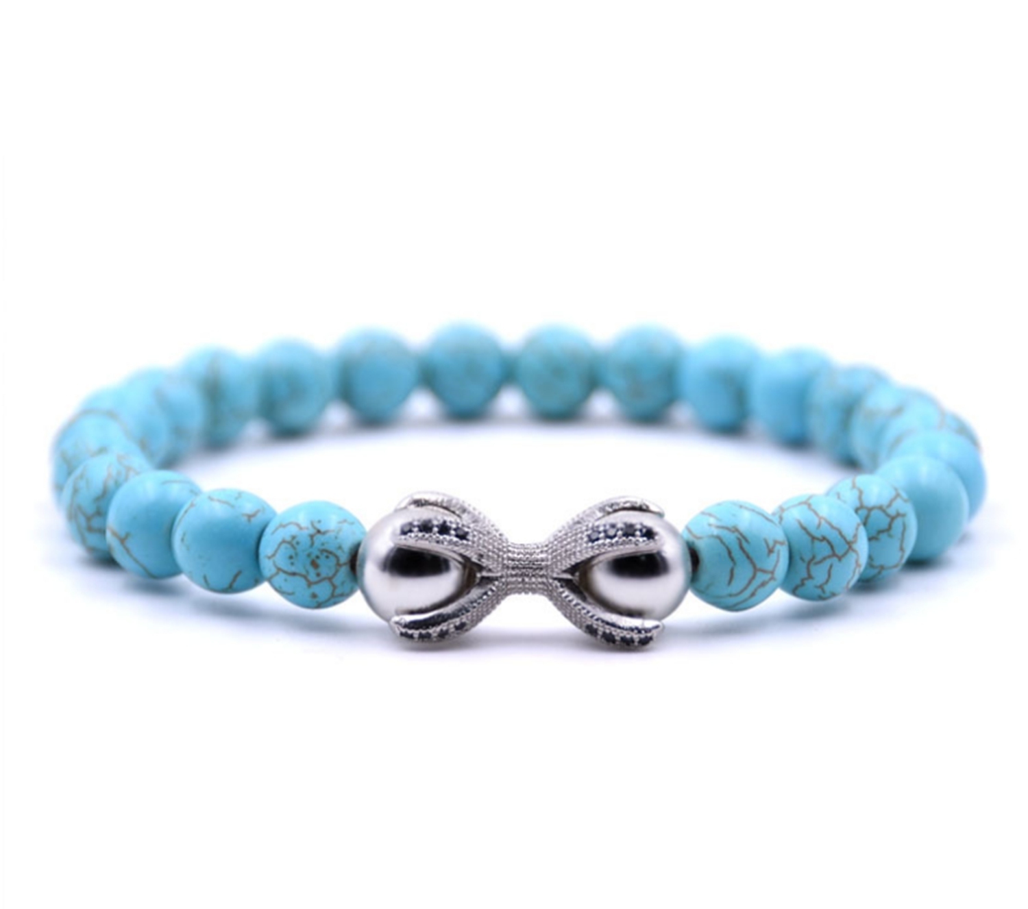 8MM Turquoise Hand Inlaid Stone Bracelet