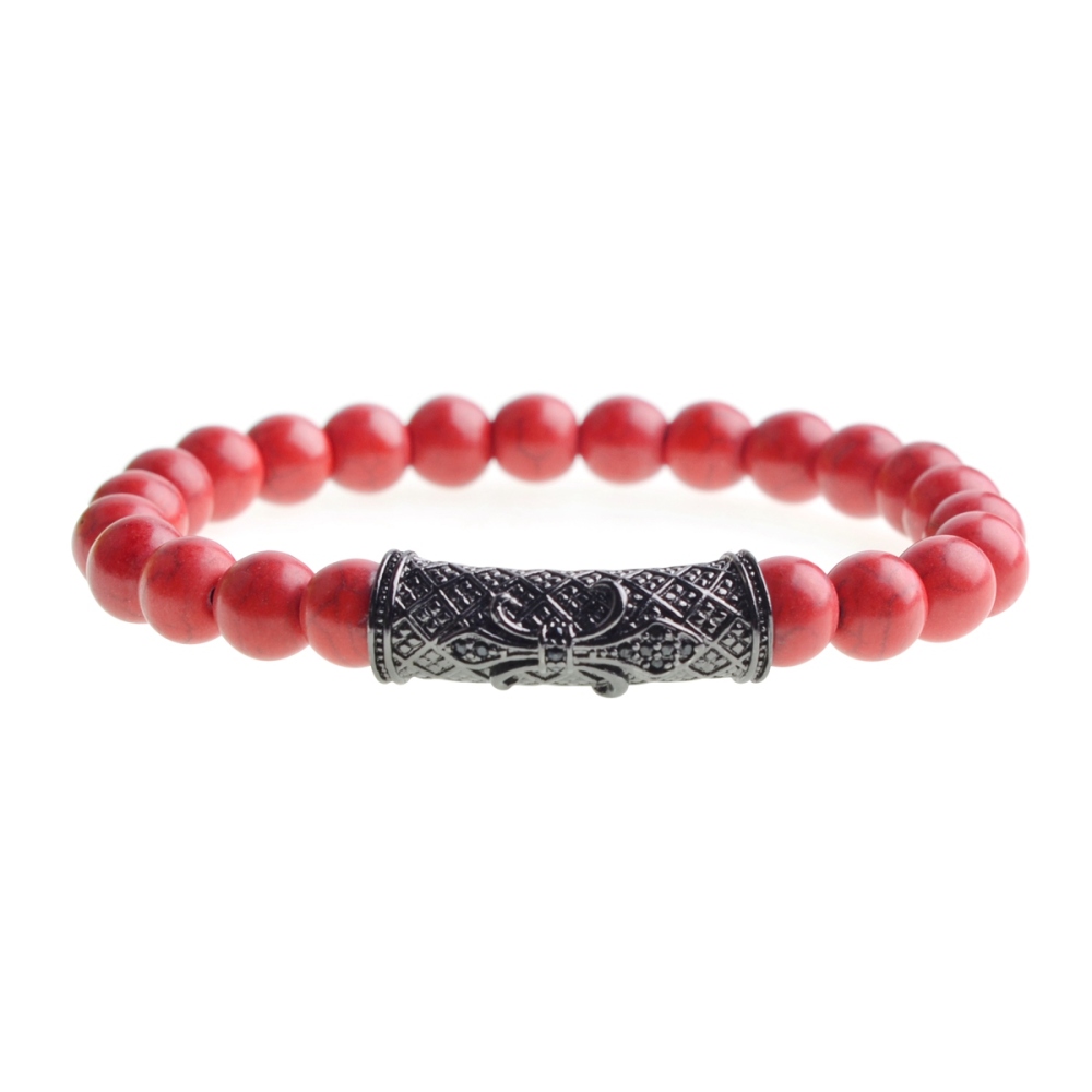Turquoise 8mm Micro-inlaid Zirconium Alloy Tube Bracelet