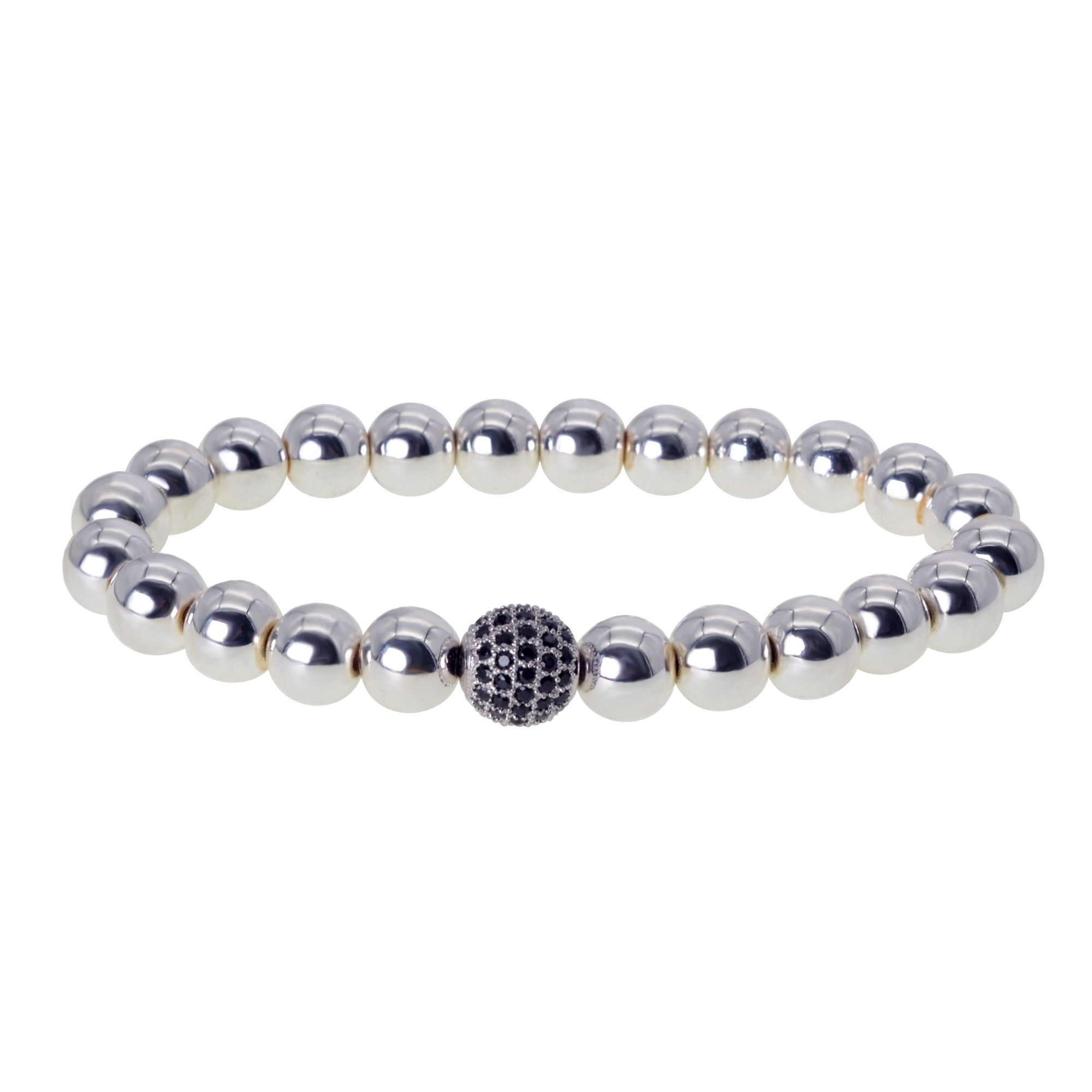 Popular Logo 8MM Titanium Steel Bead Bracelet For Men Micro Set Zircon Ball For Women Bracelet Lovers
