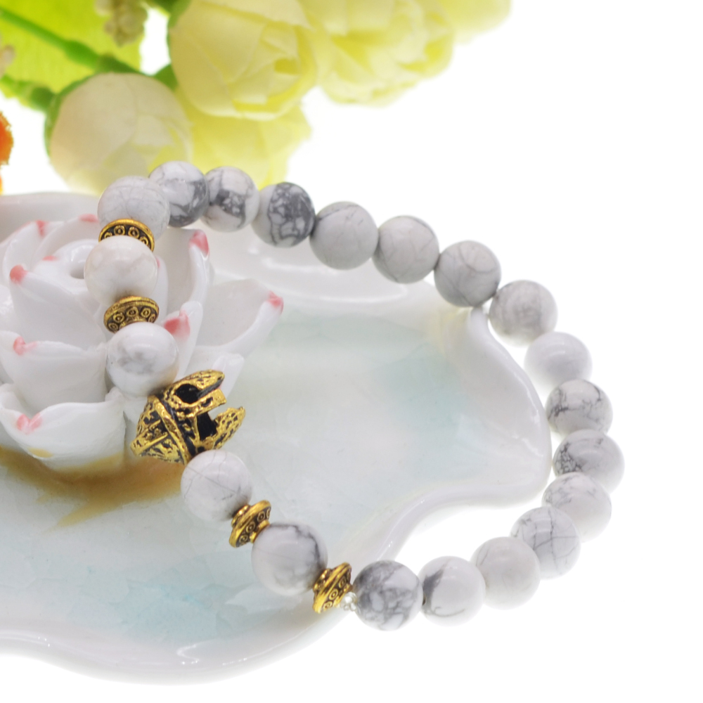 Lava Stone Weathering Agate Stone Bracelet Gold Helmet Alloy Bracelet Hand String