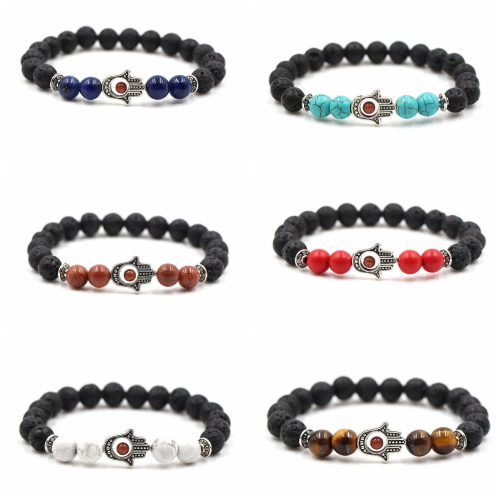 4 Turquoise 8mm Eye Of Envy Lava  Stone Bracelet