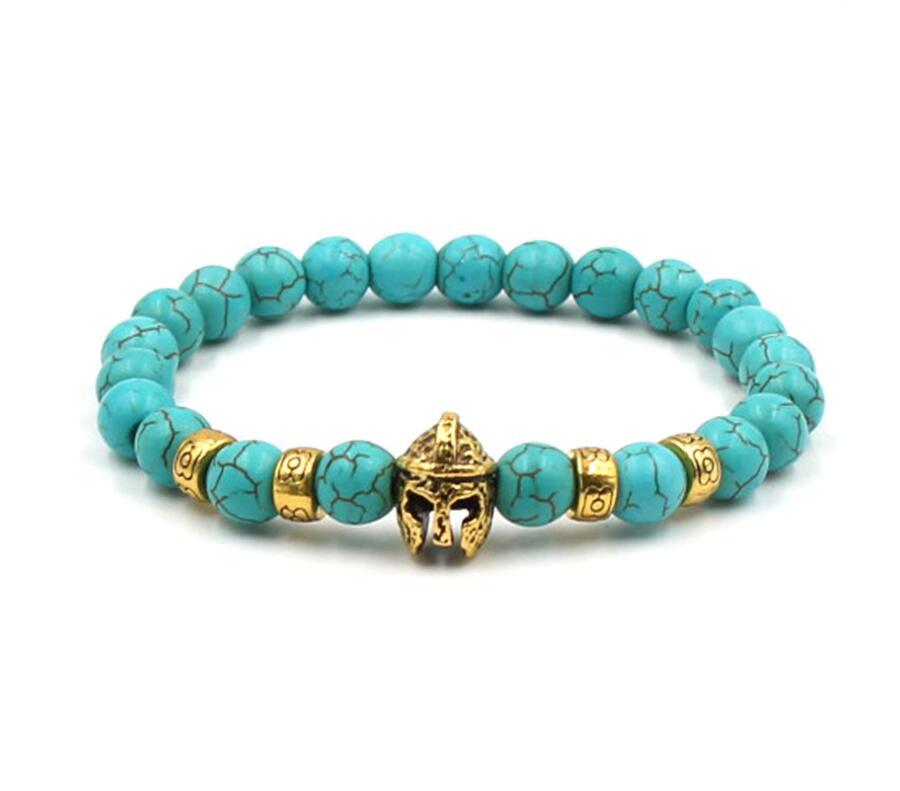 Lava Stone Weathering Agate Stone Bracelet Gold Helmet Alloy Bracelet Hand String