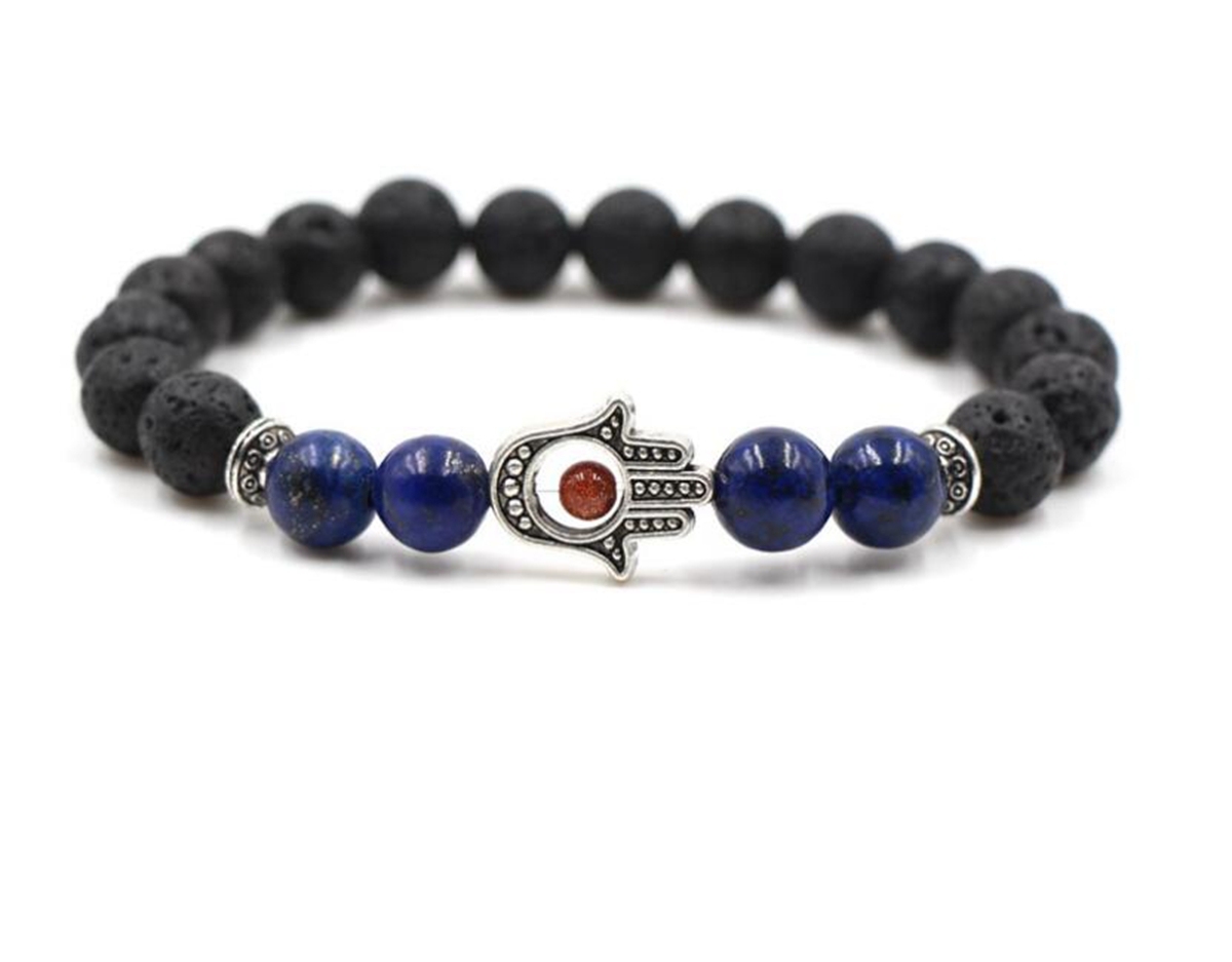 4 Turquoise 8mm Eye Of Envy Lava  Stone Bracelet