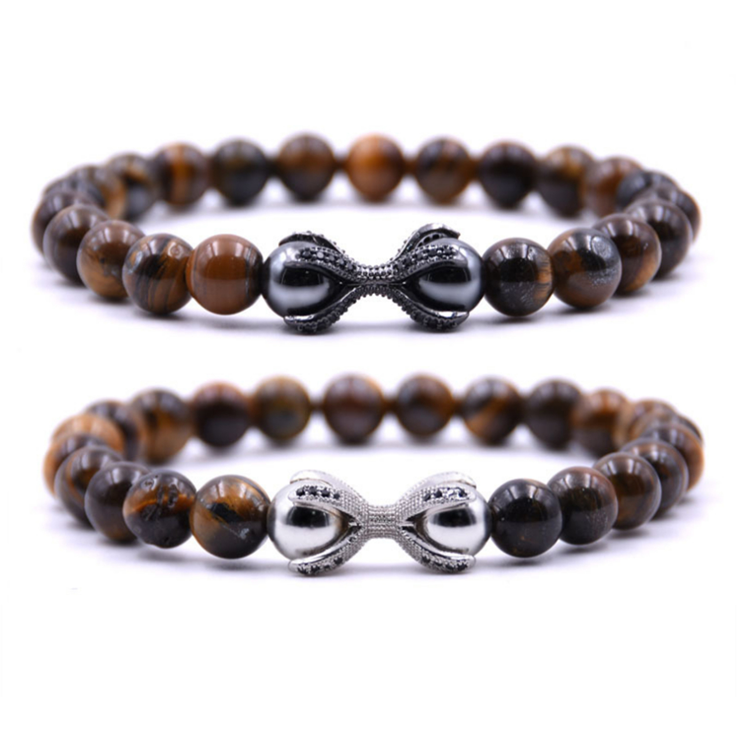 8MM Turquoise Hand Inlaid Stone Bracelet