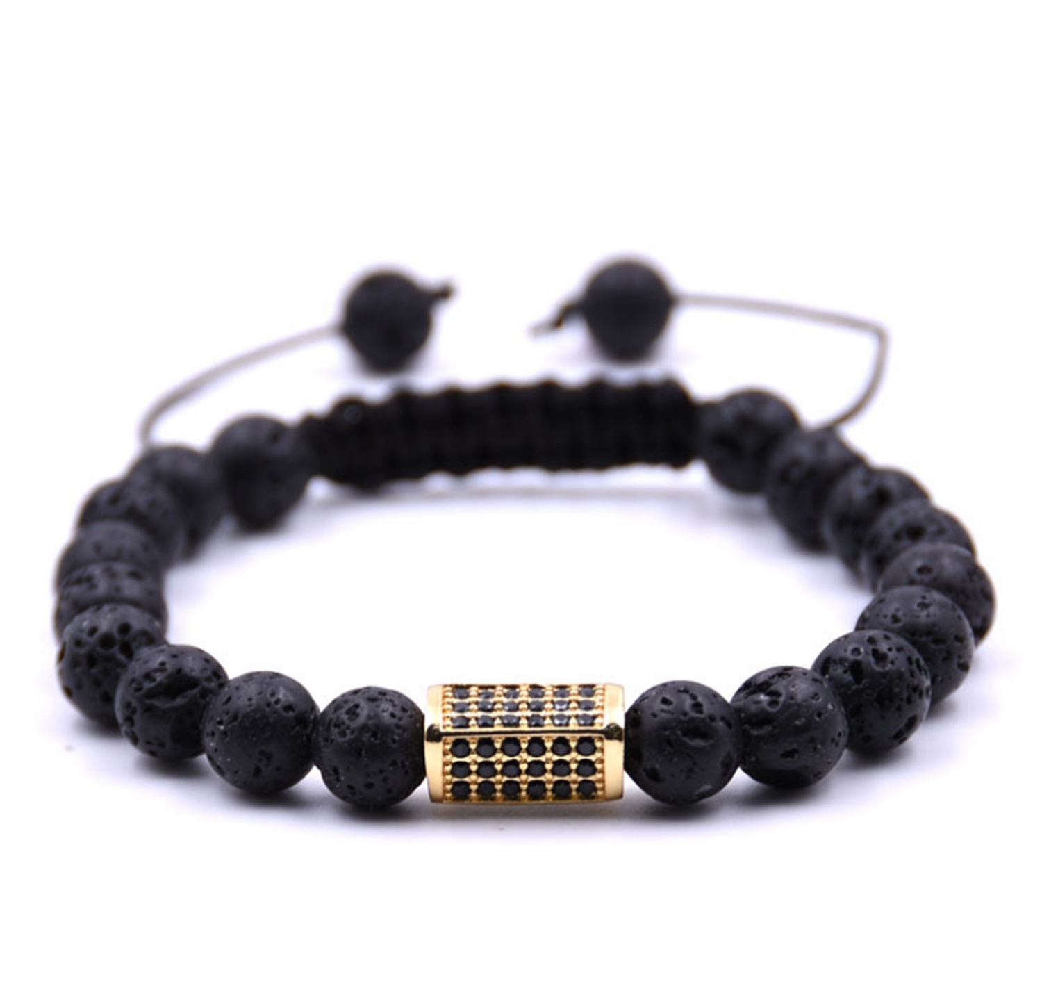 Fashion Simple Couple Natural Stone Hand-woven Bracelet Hand String Micro Set Zircon Natural Stone Bracelet