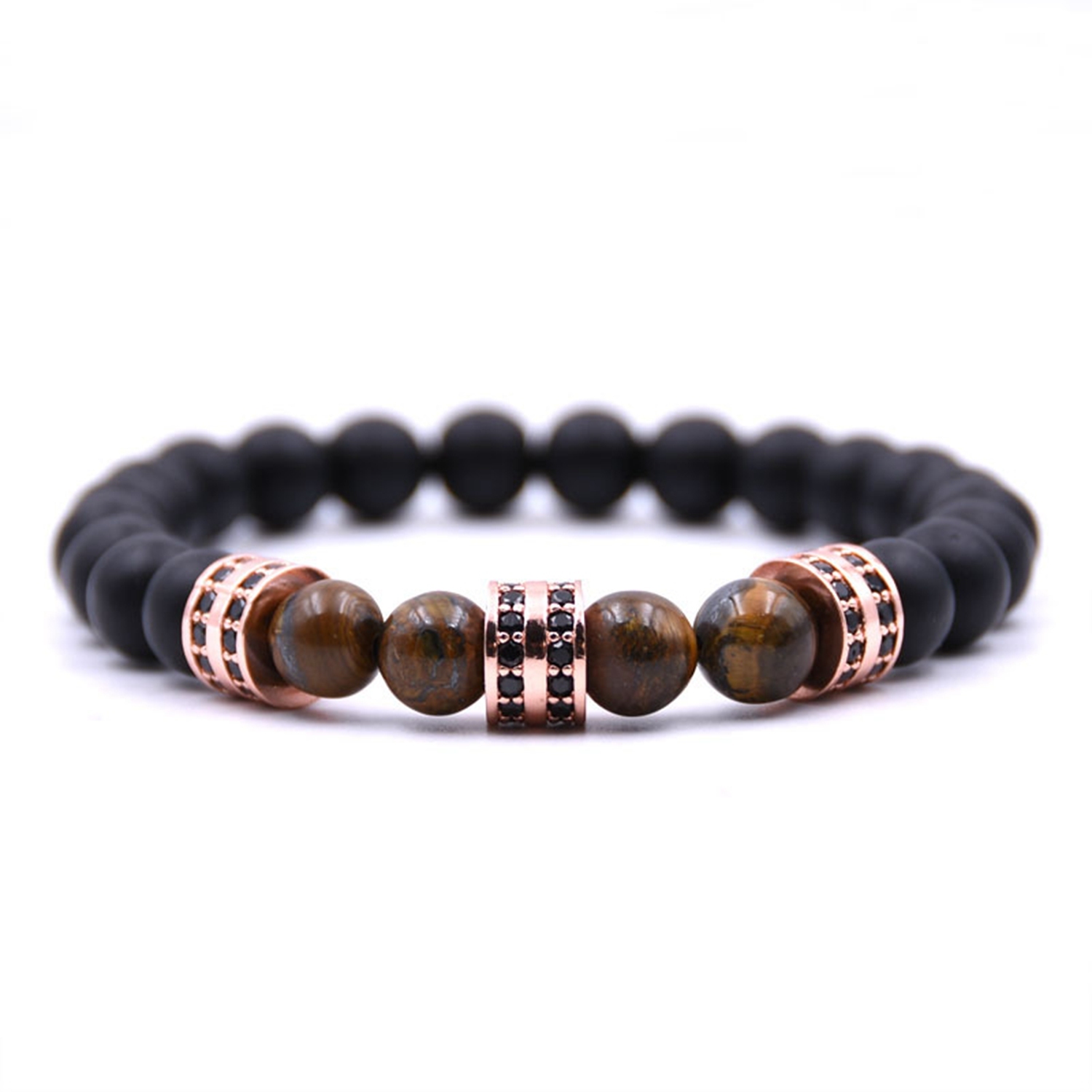 Fashionable Matte Black Agate Is Micro - set Column Spacer Sweethearts Bracelet