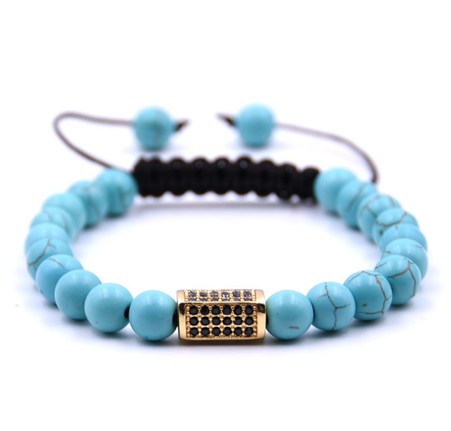 Fashion Simple Couple Natural Stone Hand-woven Bracelet Hand String Micro Set Zircon Natural Stone Bracelet