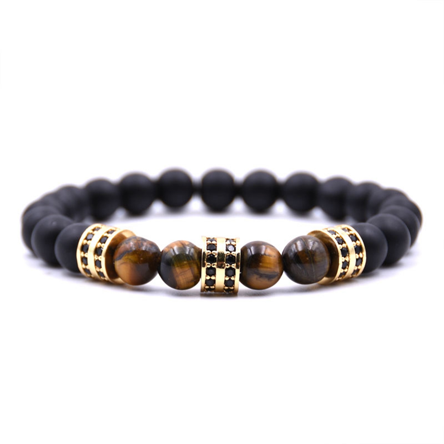 Fashionable Matte Black Agate Is Micro - set Column Spacer Sweethearts Bracelet