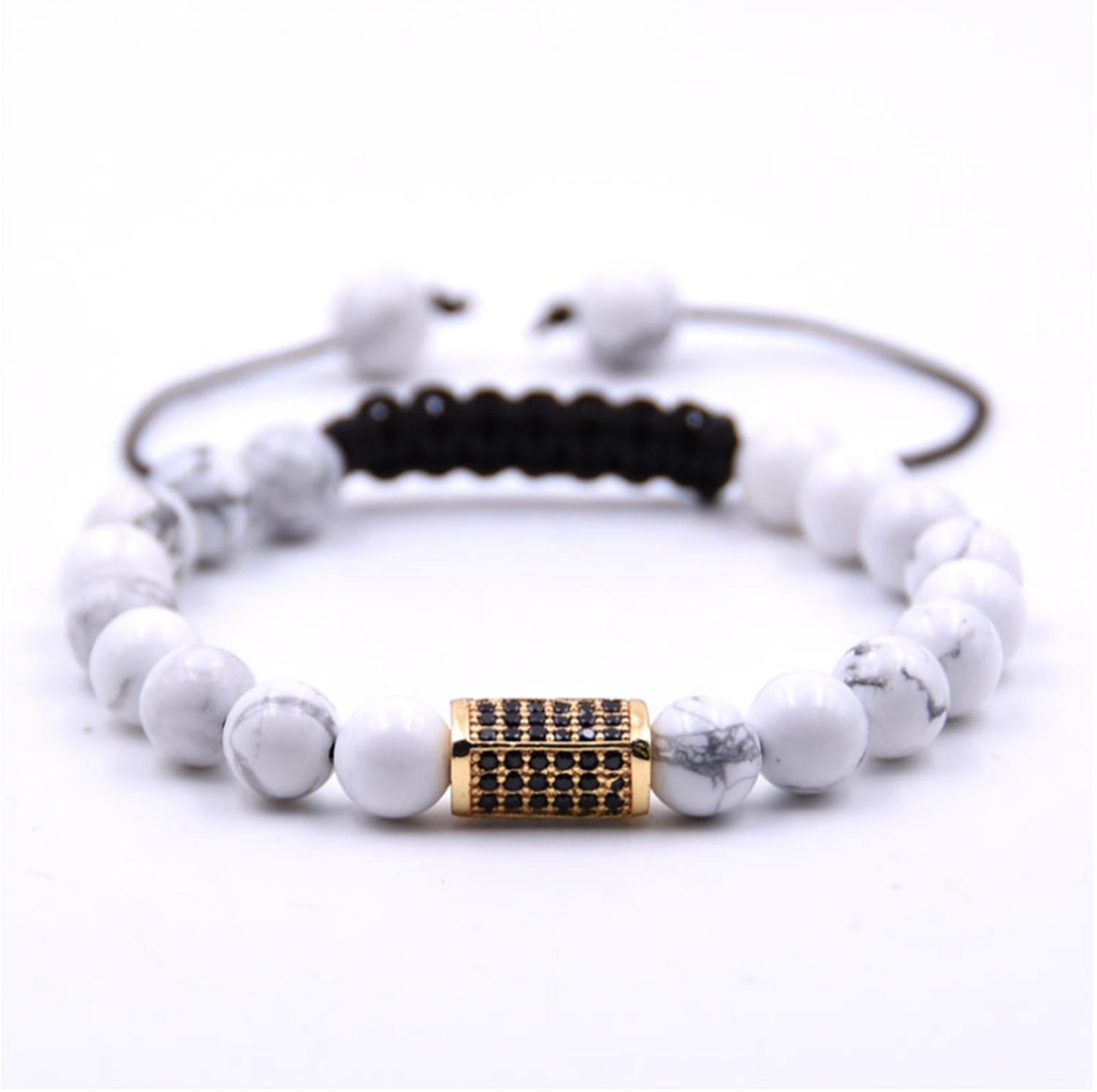 Fashion Simple Couple Natural Stone Hand-woven Bracelet Hand String Micro Set Zircon Natural Stone Bracelet