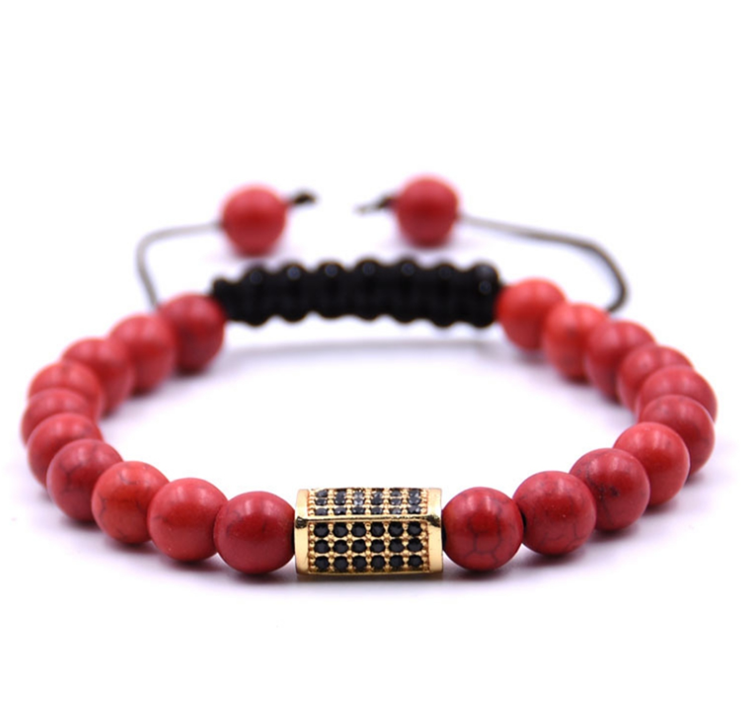 Fashion Simple Couple Natural Stone Hand-woven Bracelet Hand String Micro Set Zircon Natural Stone Bracelet