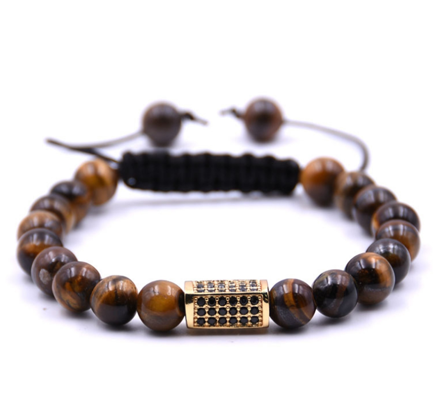 Fashion Simple Couple Natural Stone Hand-woven Bracelet Hand String Micro Set Zircon Natural Stone Bracelet