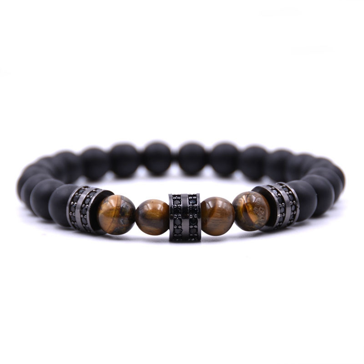 Fashionable Matte Black Agate Is Micro - set Column Spacer Sweethearts Bracelet