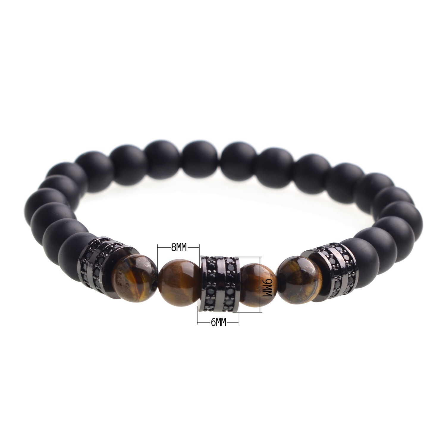 Fashionable Matte Black Agate Is Micro - set Column Spacer Sweethearts Bracelet