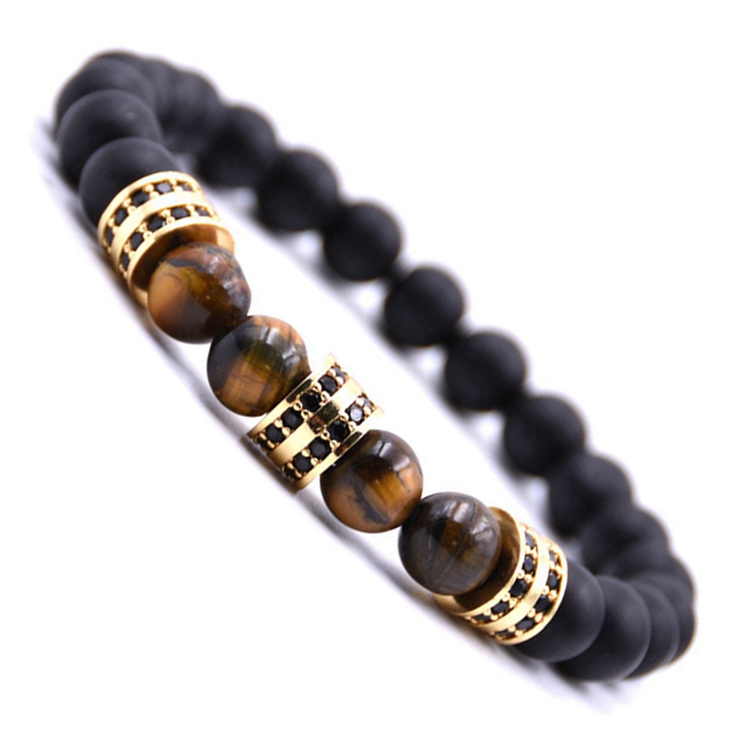 Fashionable Matte Black Agate Is Micro - set Column Spacer Sweethearts Bracelet