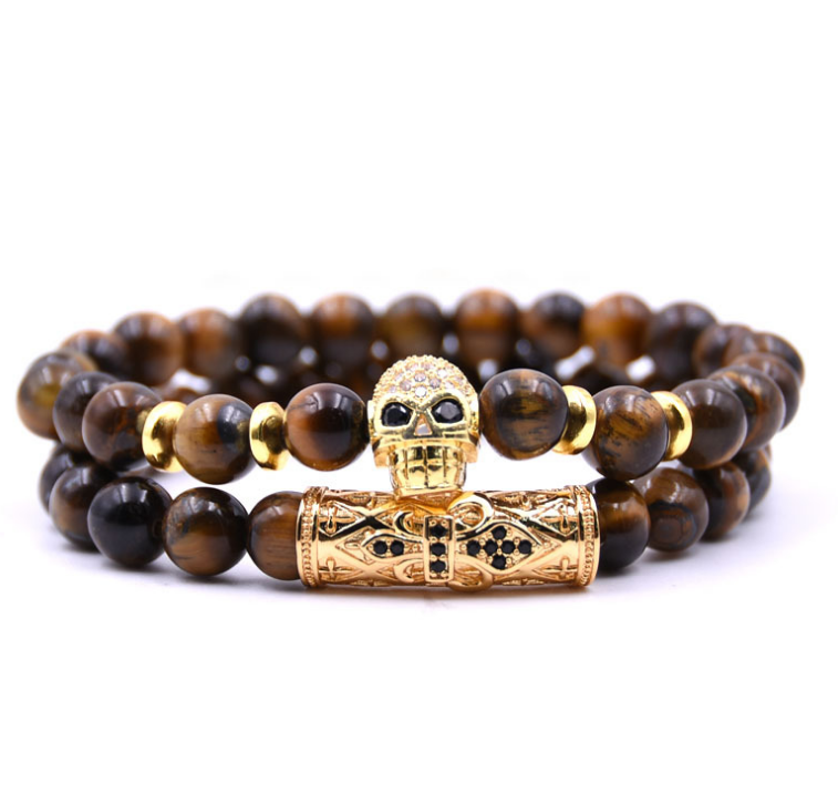 Fashion Popular 8MM Beads Silver Enamel Alloy Couple Bracelet