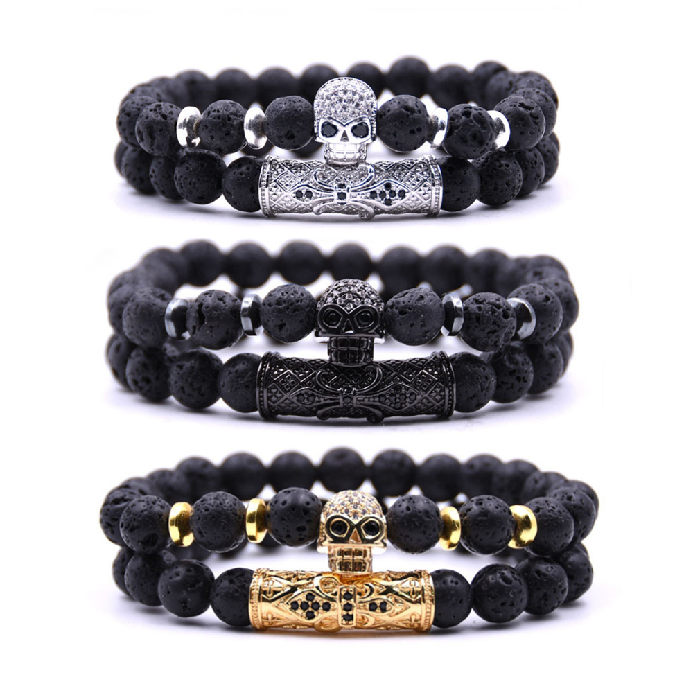 Fashion Popular 8MM Beads Silver Enamel Alloy Couple Bracelet