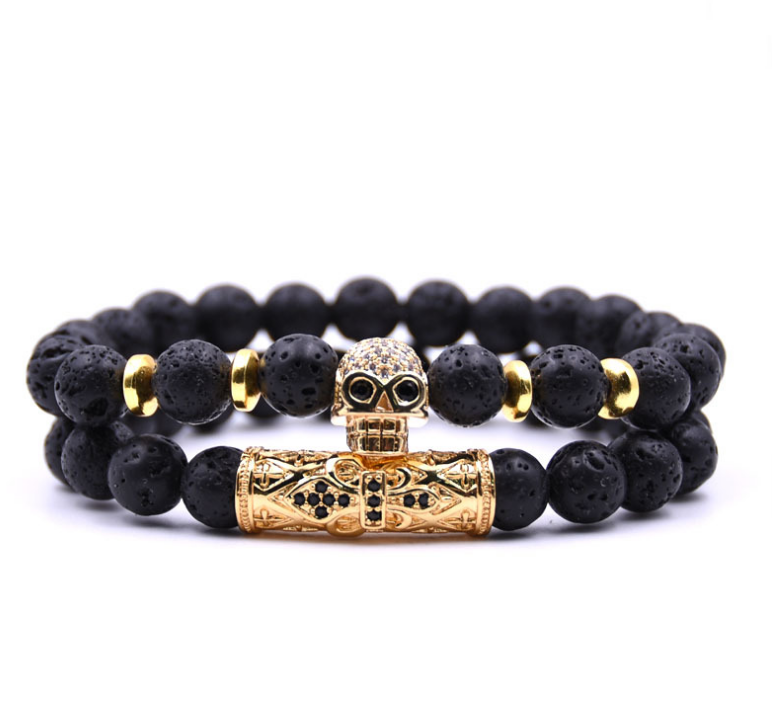 Fashion Popular 8MM Beads Silver Enamel Alloy Couple Bracelet