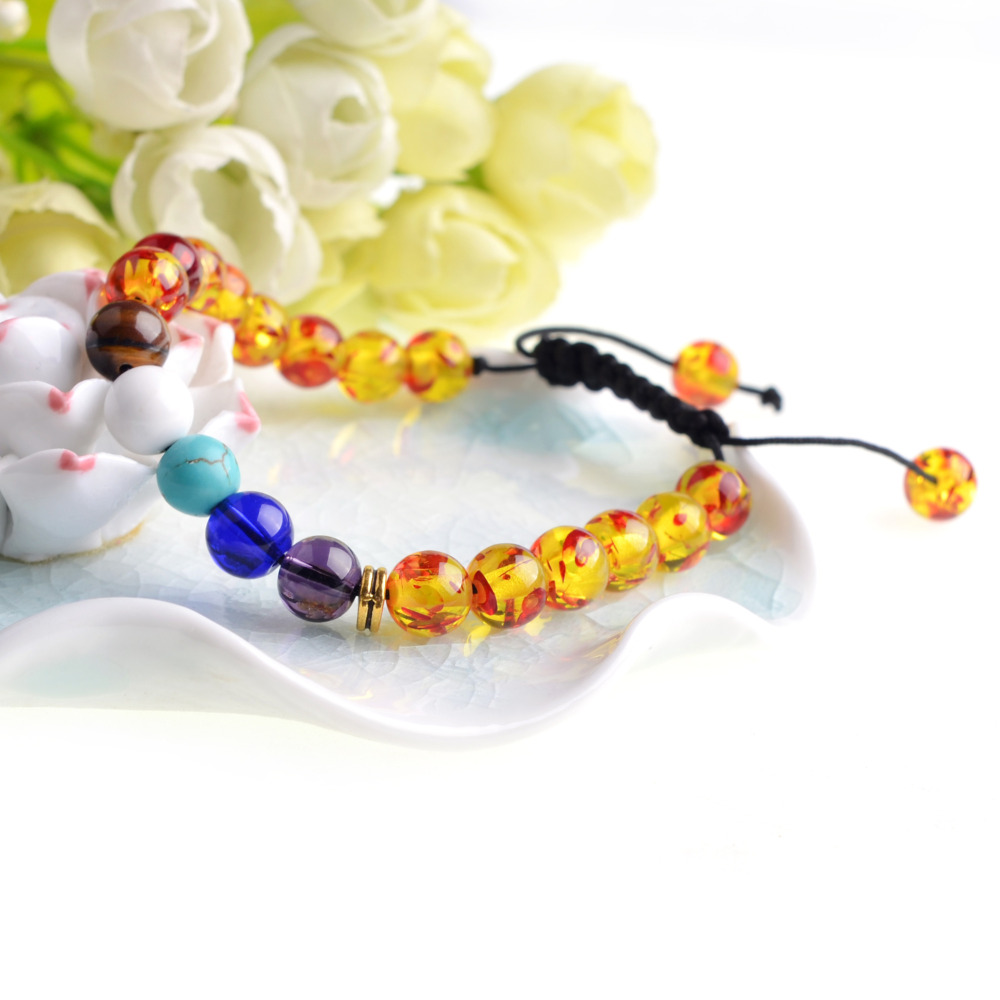 Natural Stone Agate Lava Stone 8mm Energy Volcanic Stone Couples Colorful Buddha Beads Hand String Bracelet Tide