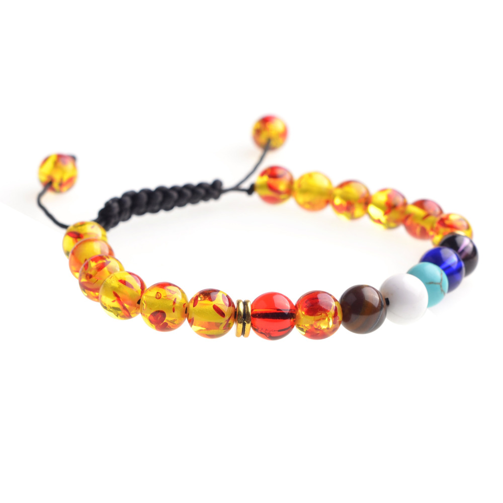 Natural Stone Agate Lava Stone 8mm Energy Volcanic Stone Couples Colorful Buddha Beads Hand String Bracelet Tide