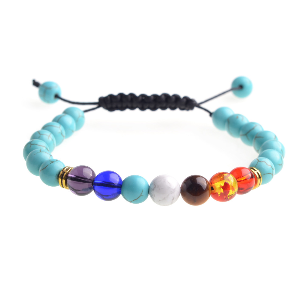 Natural Stone Agate Lava Stone 8mm Energy Volcanic Stone Couples Colorful Buddha Beads Hand String Bracelet Tide