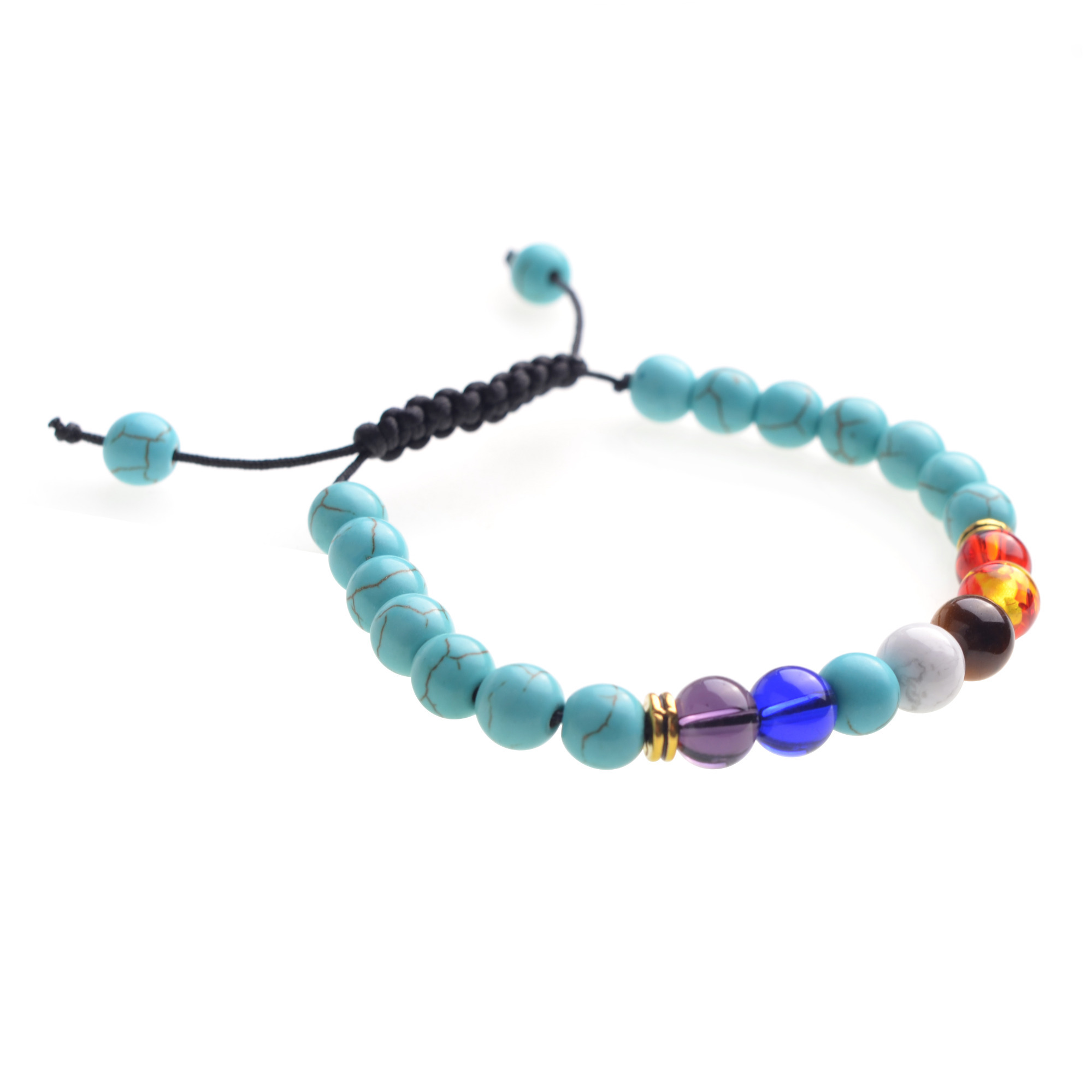 Natural Stone Agate Lava Stone 8mm Energy Volcanic Stone Couples Colorful Buddha Beads Hand String Bracelet Tide