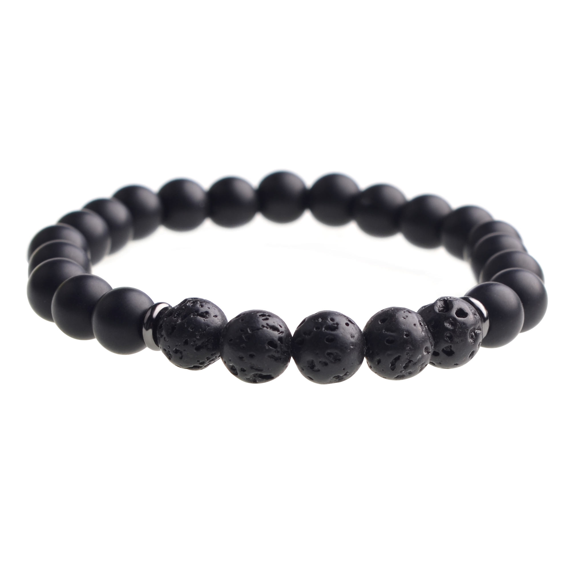 8mm Matte Black Onyx Beads Bracelet Men Strand Bracelets for Charm Jewelry