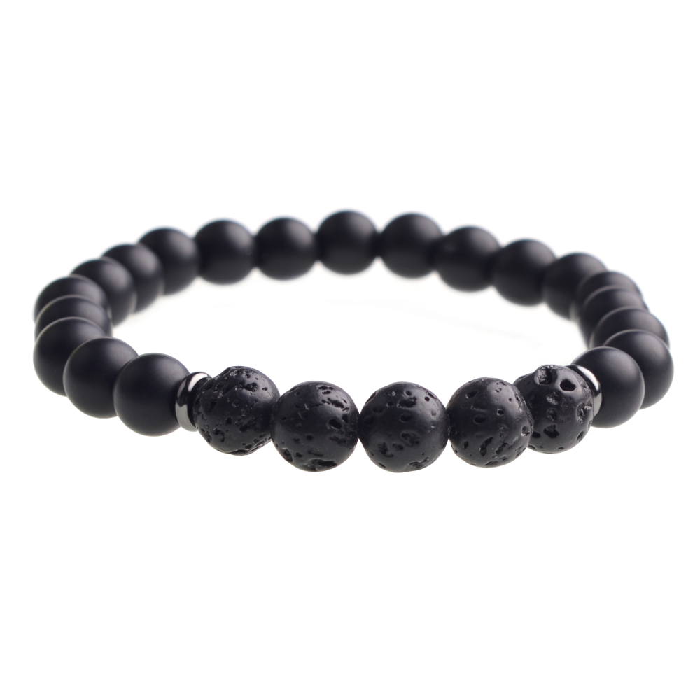 8mm Matte Black Onyx Beads Bracelet Men Strand Bracelets for Charm Jewelry