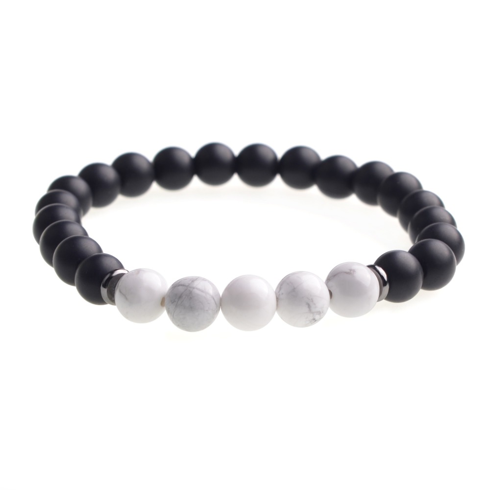 8mm Matte Black Onyx Beads Bracelet Men Strand Bracelets for Charm Jewelry