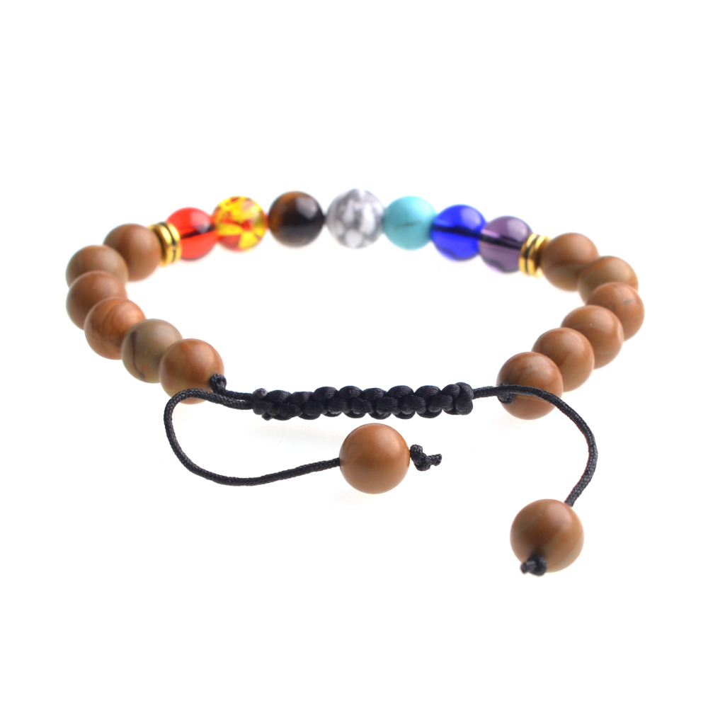 Natural Stone Agate Lava Stone 8mm Energy Volcanic Stone Couples Colorful Buddha Beads Hand String Bracelet Tide
